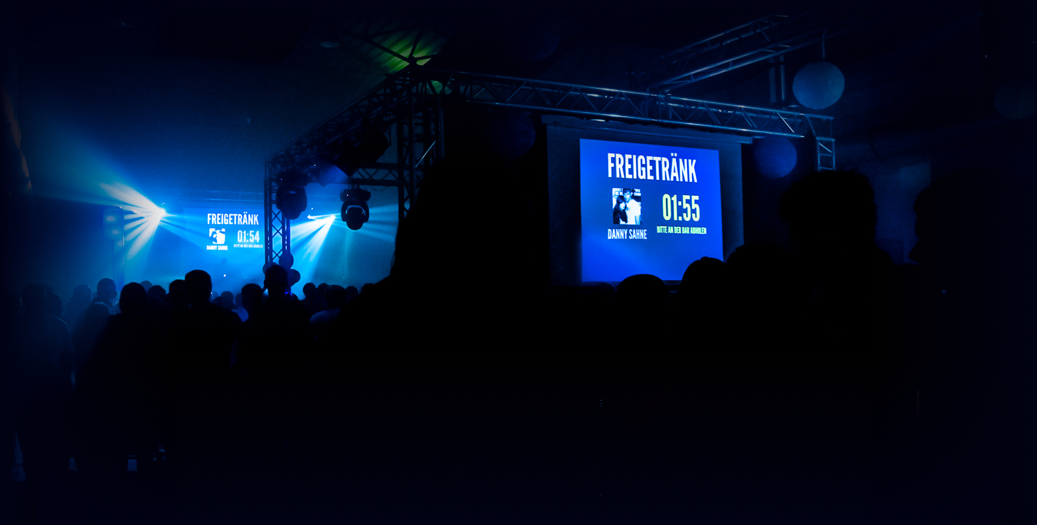 Two screens with interactive content